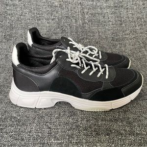 NEW Calvin Klein Daxton Sneaker Black White Leather Dad Lace Up Low Top Men’s 13
